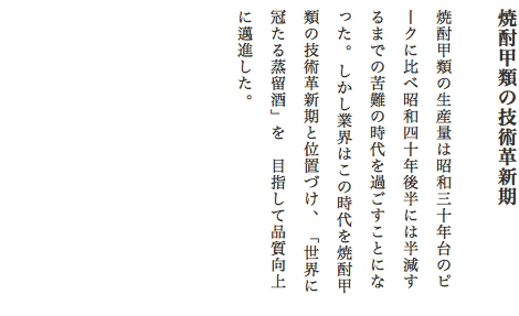 焼酎甲類の技術革新期