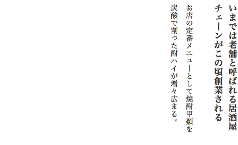 いまでは老舗と呼ばれる居酒屋チェーンがこの頃創業される