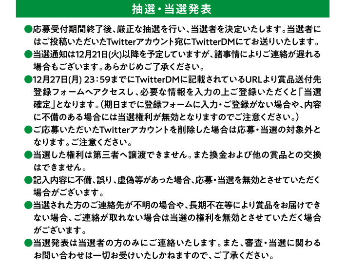 抽選・当選発表