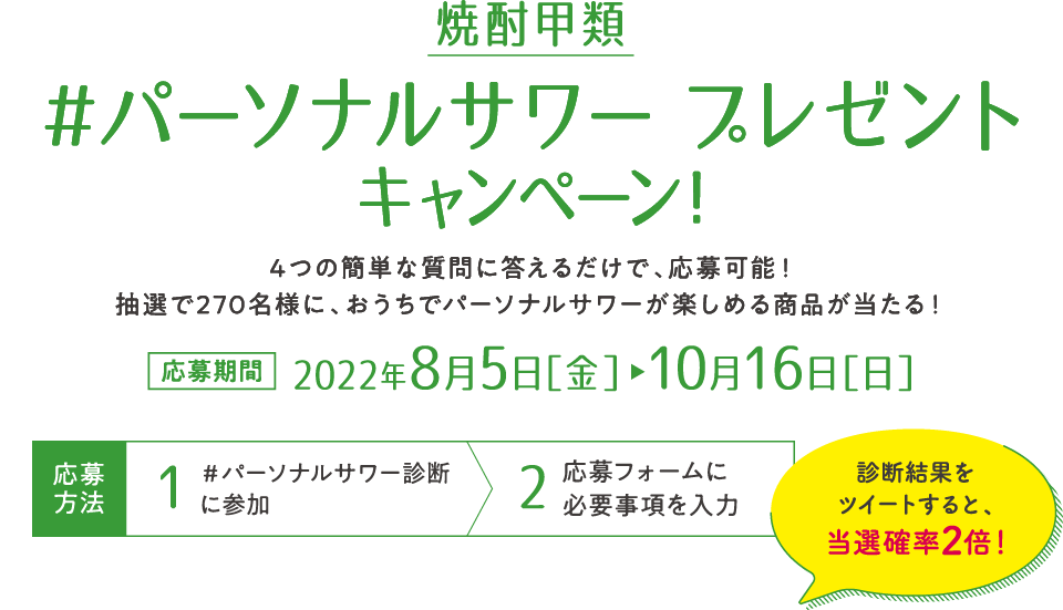 焼酎甲類 パーソナルサワー診断 キャンペーン!