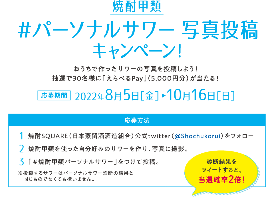 焼酎甲類 パーソナルサワー診断 キャンペーン!